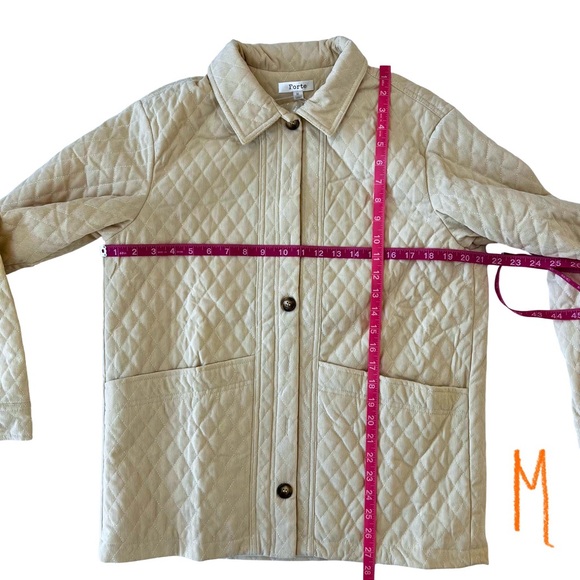 Diamond Quilted Corduroy Button-Up Jacket in Ecru - Picture 14 of 16